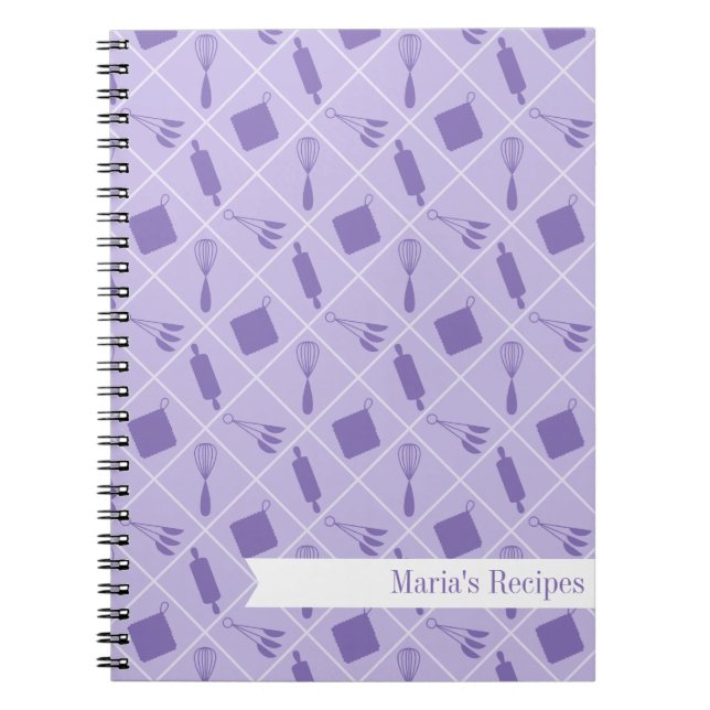Rétro carnet pourpre de recette d'ustensiles (Devant)