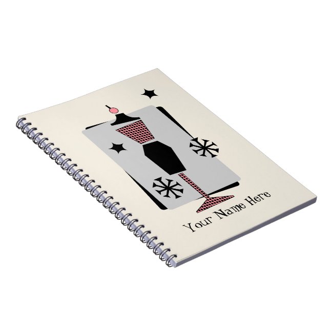 Rétro carnet rose et noir de mannequin de forme de (Côté Droit)