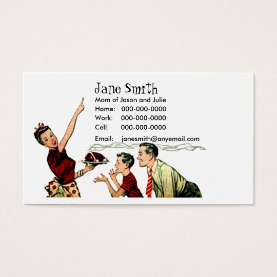 Rétro carte de contact de temps de repas de