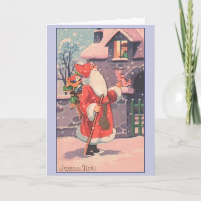 Rétro carte de Noël de Joyeux Noël de Français (Devant)
