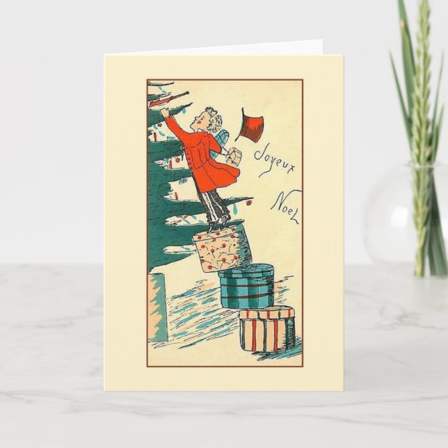 Rétro carte de Noël de Joyeux Noël de Français (Devant)