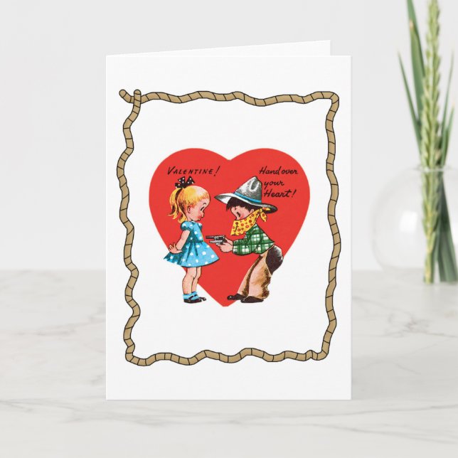 Rétro carte de Saint-Valentin de corde de coeur de (Devant)
