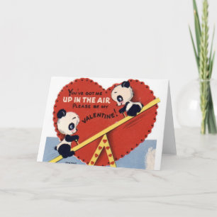 Rétro carte de Saint-Valentin d'ours panda de
