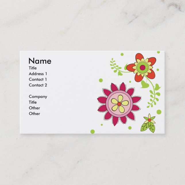 Rétro carte de visite de fleurs (Devant)