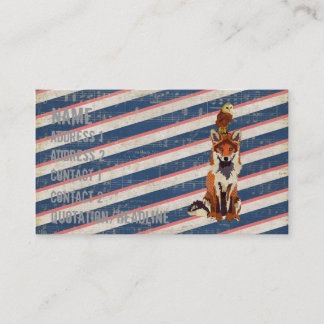 Rétro carte de visite de Fox et de hibou d'ambre
