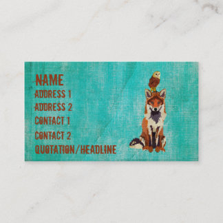 Rétro carte de visite de Fox et de hibou d'ambre