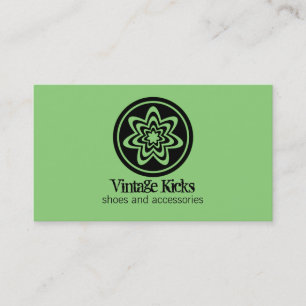 Rétro carte de visite génial de fleur, vert de