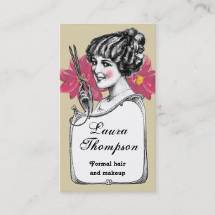 Rétro carte de visite vintage de fleur de coiffeu
