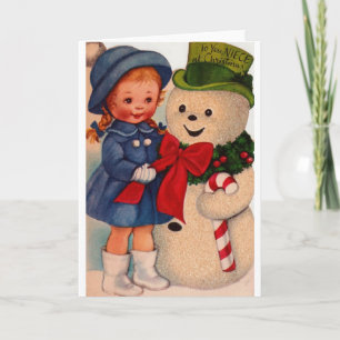 Rétro carte de voeux de Noël pour la nièce