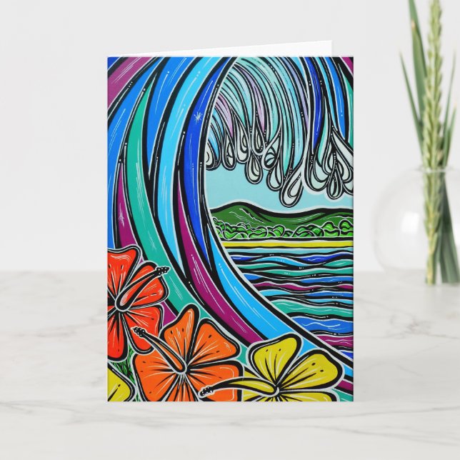 Rétro carte de voeux de vague (Devant)