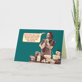 Rétro carte drôle de femme au foyer