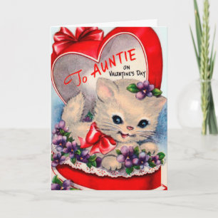 Rétro carte vintage de tante de chat de Valentine