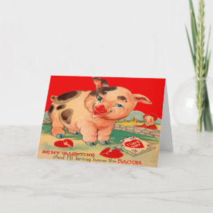 Rétro carte vintage de Valentine de lard de porc