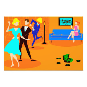 Retro Cartoon Cocktail Party Photo agrandissement