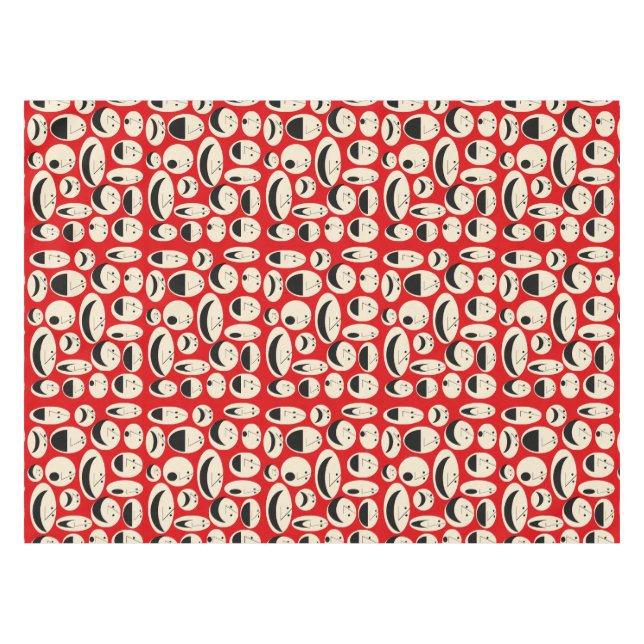 Retro Cartoon Façades Motif Nappe (Devant (Horizontal))