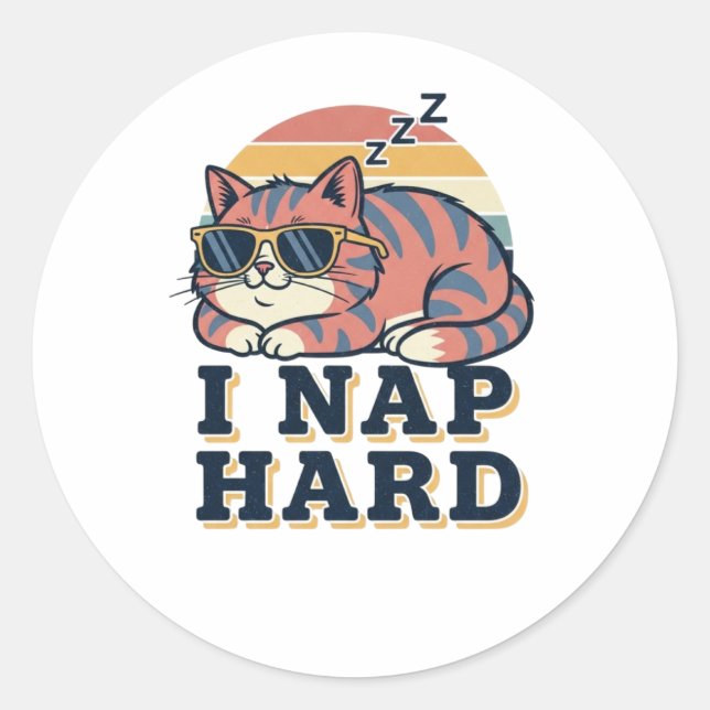 Retro Cat Nap Hard Vinyl Sticker (Devant)