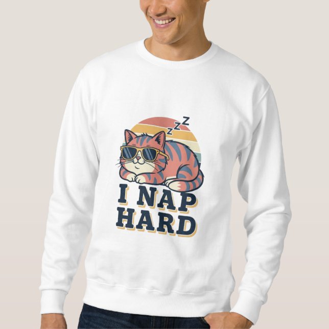 Retro Cat Nap Humor Men’s Sweatshirt (Devant)