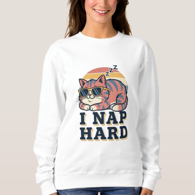Retro Cat Nap Quote Women’s Sweatshirt (Devant)