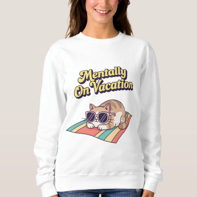 Retro Cat Vacation Brain Women’s Sweatshirt (Devant)
