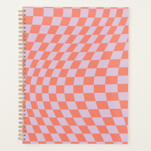 Retro Check Motif Lilac Et Orange Checkerboard (Devant)