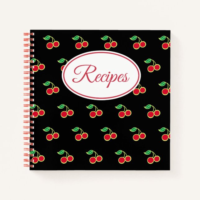 Retro Cherry Recette Carnet livre de cuisine cadea (Devant)