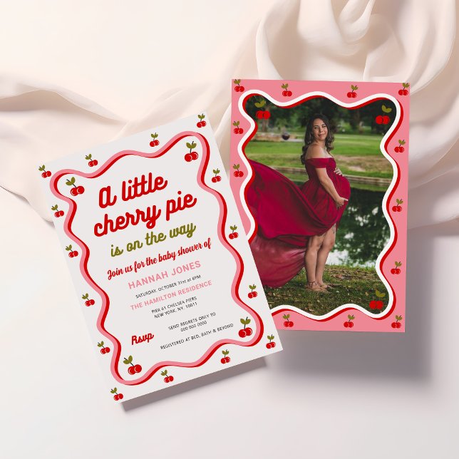 Retro Cherry Valentine Baby shower Invitation (Créateur téléchargé)