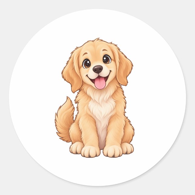 Rétro Chien Retriever Doré Mignon – Autocollant po (Devant)