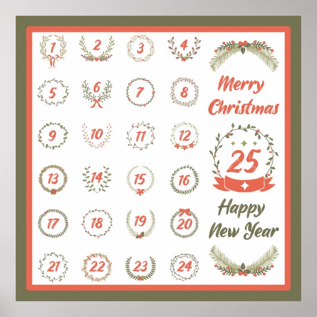 RETRO CHRISTMAS ADVENT CALENDAR 2023 POSTER (Devant)