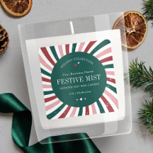 Retro Christmas Holiday Produit Étiquette Rouge &
