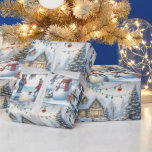 Retro Christmas Kids Patinage Papier cadeau envelo<br><div class="desc">Envoyez vos cadeaux de Noël dans ce papier rétro créé. Cette enveloppe-cadeau a été créée à partir d'une image d'aquarelle générée par l'IA. Cette image présente une scène enneigée avec des enfants patin à glace et un sapin de Noël décoré.</div>