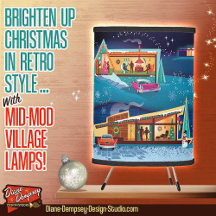 Retro Christmas Mid-Century Modern House Hillside