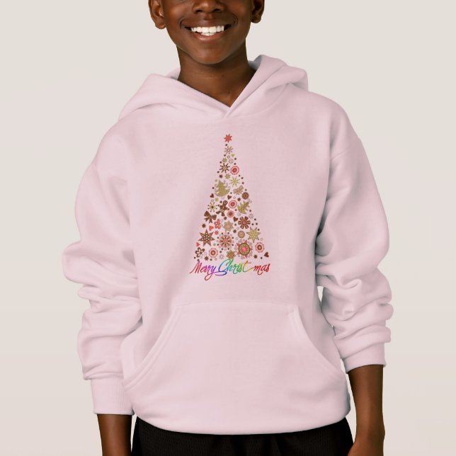 Retro Christmas Tree Basic Hooded Sweatshirt (Devant)