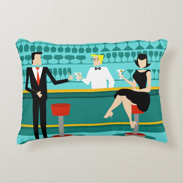 Retro Cocktail Lounge Accent Coussin (Devant)