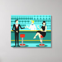 Retro Cocktail Lounge Impression en toile étirée