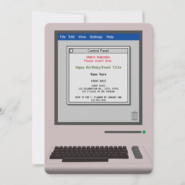 Retro Computer Funny Invitation d'anniversaire (Devant)