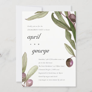 RÉTRO COULEUR D'EAU OLIVE PURPLE INVITATION FIANÇA
