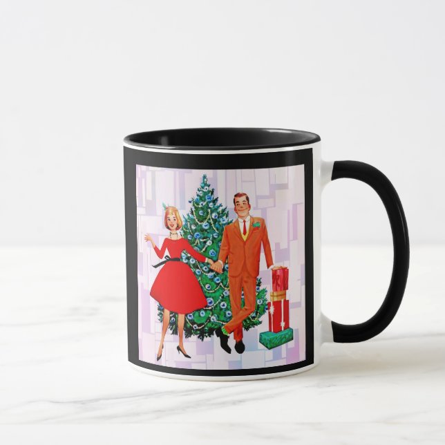 RETRO COUPLE 1950's NOËL CAFÉ MUG (Droite)
