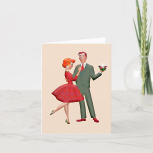 RETRO COUPLE CHRISTMAS ART GREETING CARTE