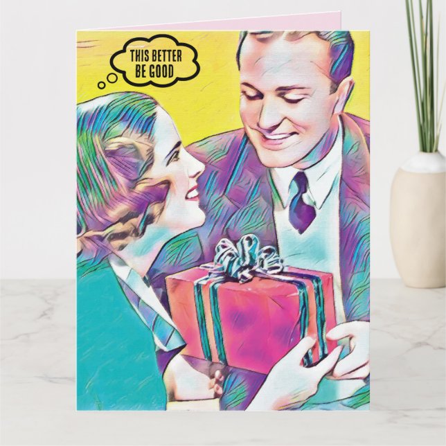 RETRO COUPLE CHRISTMAS FUNNY AMI CARTE (Devant)