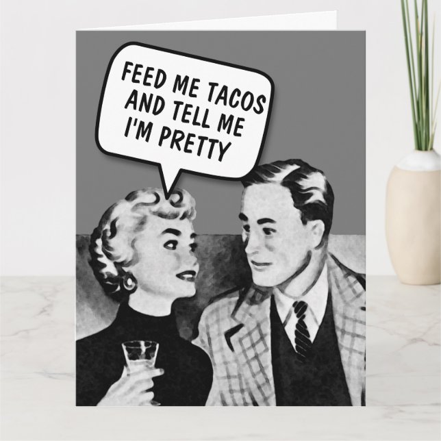 RETRO COUPLE TACOS FUNNY GREETING CARTE (Devant)