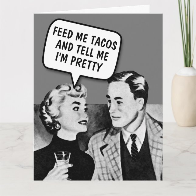RETRO COUPLE TACOS FUNNY SURSIZE CARTE (Devant)