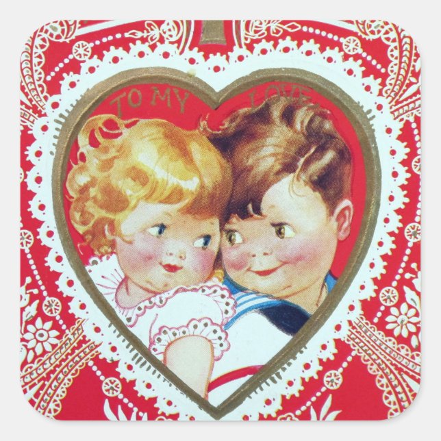 Retro couple Vintage Vacances Valentine sticker (Devant)
