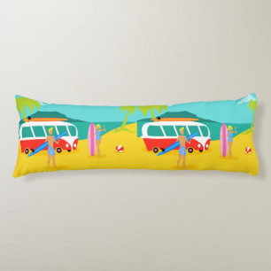 Rétro coussin de corps de couples de surfer