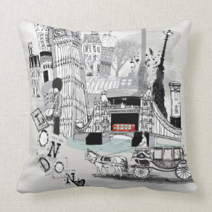 Rétro coussin imprimé de Londres par ville