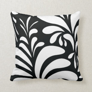 Rétro coussin moderne blanc noir de remous