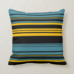 Rétro coussin noir jaune bleu de conception d'art