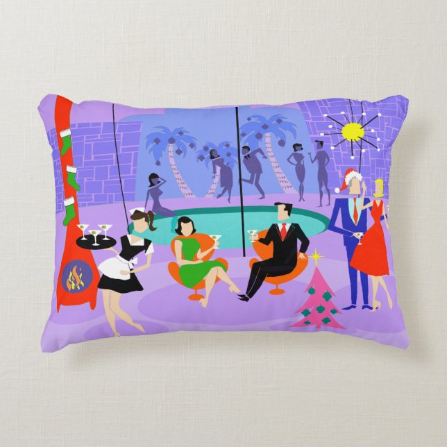 Rétro coussin tropical d'accent de fête de Noël (Devant)