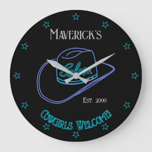 Rétro Cowboy Salon Horloge Mur Lg.