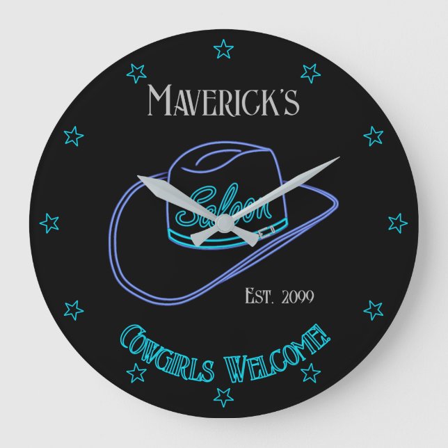 Rétro Cowboy Salon Horloge Mur Lg. (Recto)