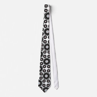 rétro cravate noire et blanche de motif de fleur